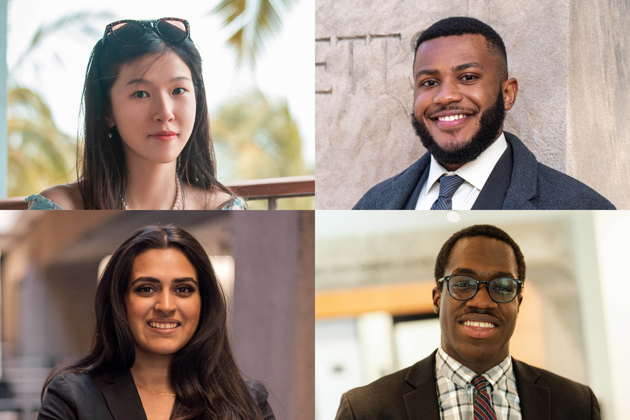 Top, left to right: Yiming Chen, Wilhem Hector. Bottom, left to right: Anushka Nair, David Oluigbo (Credits: Yiming Chen, Qudus Shittu (Hector), Ian MacLellan (Nair and Oluigbo)).