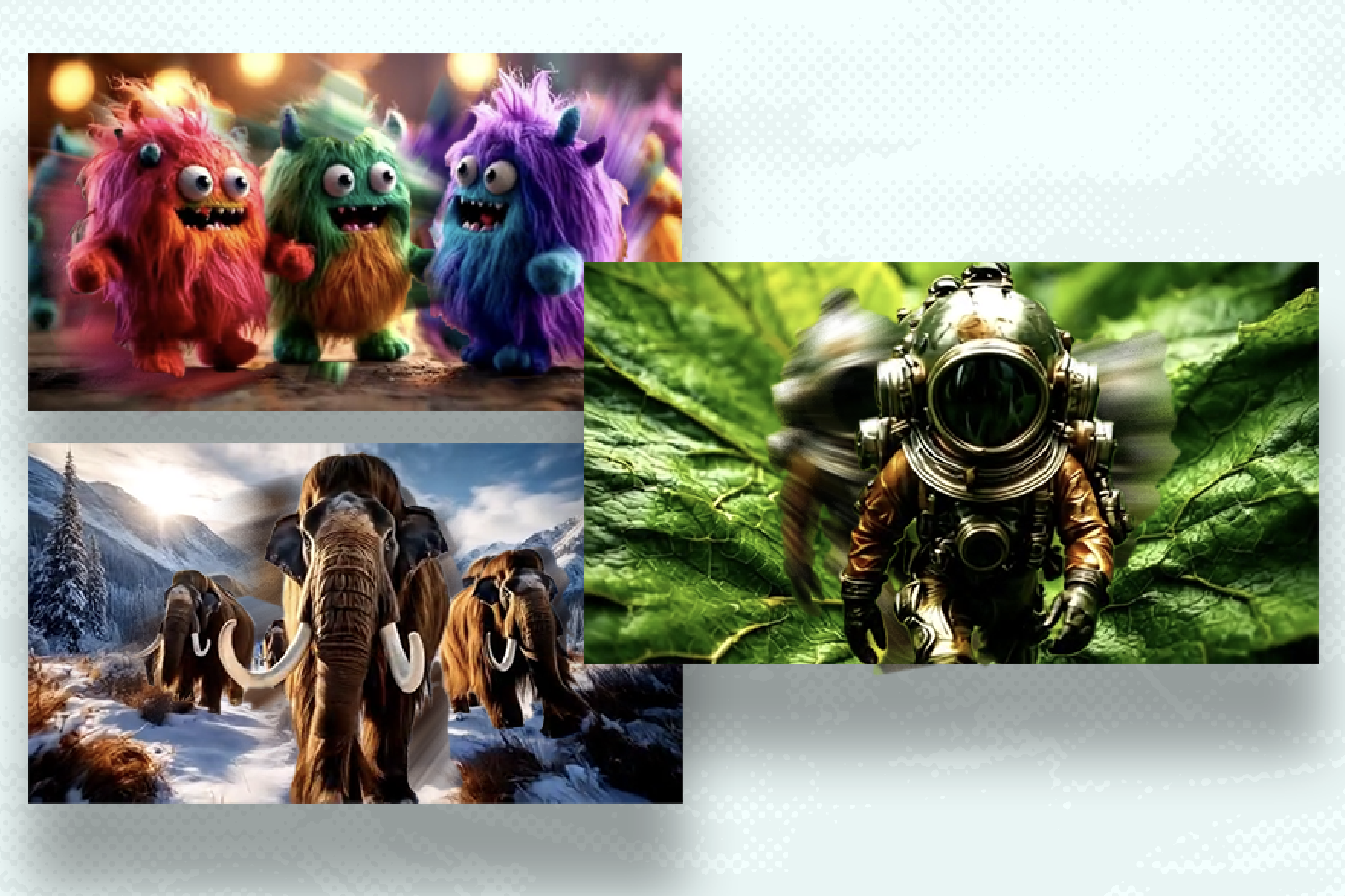 The CausVid model can quickly generate clips from a simple text prompt, creating many imaginative and artistic scenes (Credits: Alex Shipps/MIT CSAIL, using AI-generated images from the researchers).