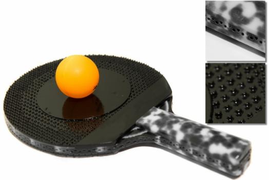 “It’s like Photoshop for 3-D materials, allowing you to design objects made of new composite materials that have the optimal mechanical, thermal, and conductive properties that you need for a given task,” says Kiril Vidimče.  

Seen here: a ping-pong paddle fabricated with Foundry. 