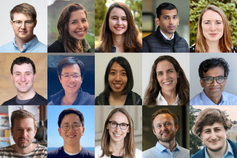 Top row, left to right: Stephen Bates, Abigail Bodner, Andreea Bobu, Suraj Cheema, and Samantha Coday. Middle row, left to right: Mitchell Gordon, Kaiming He, Anna Huang, Yael Kalai, and Sendhil Mullainathan. Bottom row, left to right: Alex Rives, Sungho Shin, Jessica Stark, Thomas John "T.J." Wallin, and Gioele Zardini.